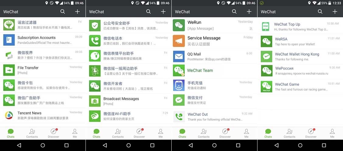 Varietà di servizi disponibili per gli utenti di WeChat
